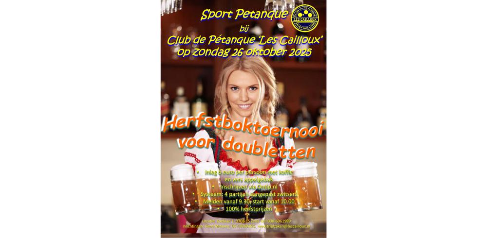 15-09-2025: WEER INSCHRIJVEN VOOR HERFSTBOKTOERNOOI 2025!